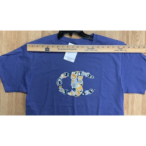 Champion Classic Comfortable Crewneck Men's T-Shirt Blue Graphic Tee Size Medium - Picture 3 of 9